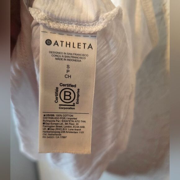 Athleta White Cotton Tank Top Small Sleeveless Scoop Neck Casual Minimalist - Picture 3 of 6